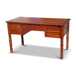 Louis-Philippe 樱桃木平面办公桌，带旋转桌腿，5 …